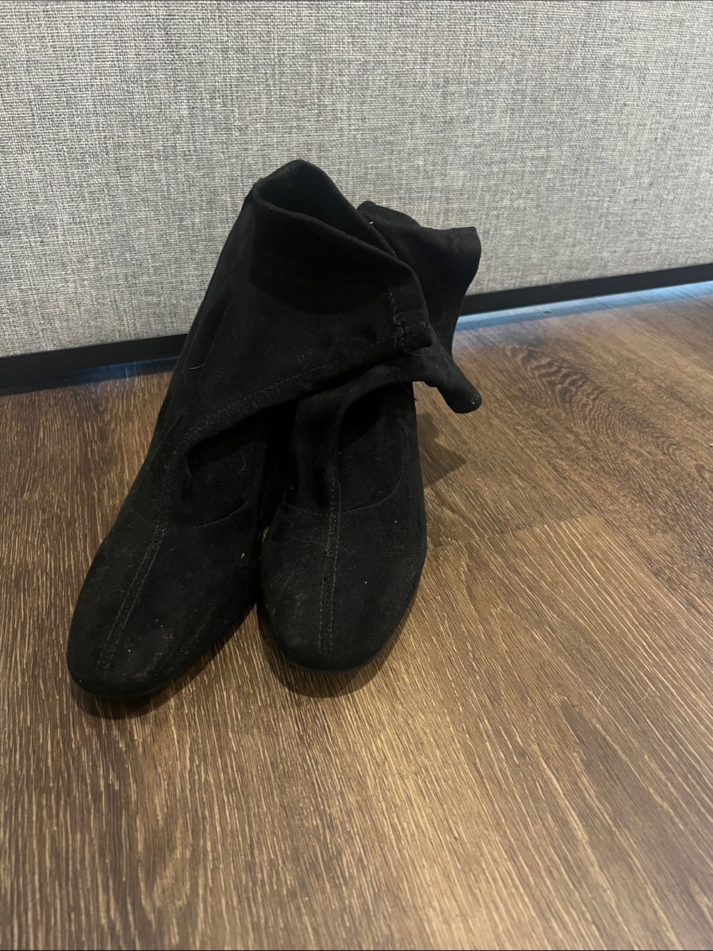 Catherines Black Suede Women's Ankle Booties